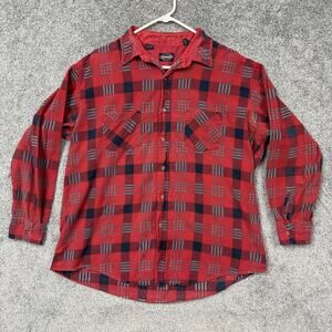 Vintage 90s Towncraft Flannel Shirt Mens XL Red Plaid Workwear Lumberjack Grunge